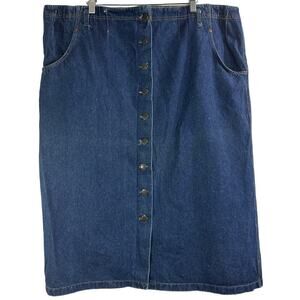Vintage 90s Carolina Bay Medium Wash Denim Button Front Skirt Size 16